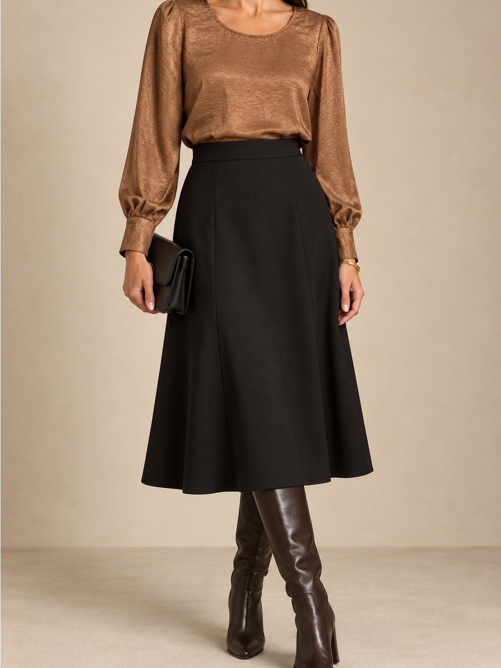 Banana Republic Bronze Satin Long-Sleeve Blouse